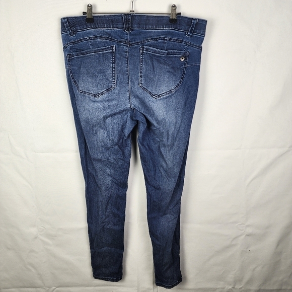 Democracy "Ab"solution Distressed Dark Wash Skinny Jeans SIZE 14 - Picture 2 of 6